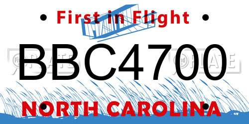BBC4700 North Carolina License Plate