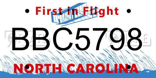 BBC5798 North Carolina License Plate