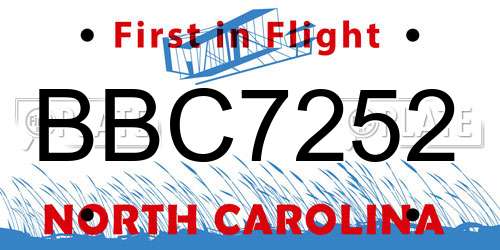 BBC7252 North Carolina License Plate
