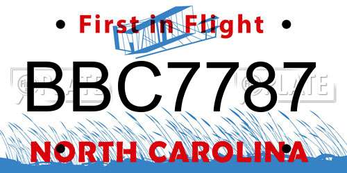 BBC7787 North Carolina License Plate
