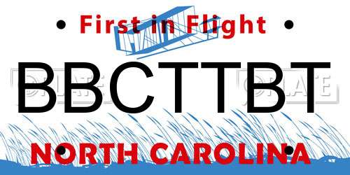 BBCTTBT North Carolina License Plate