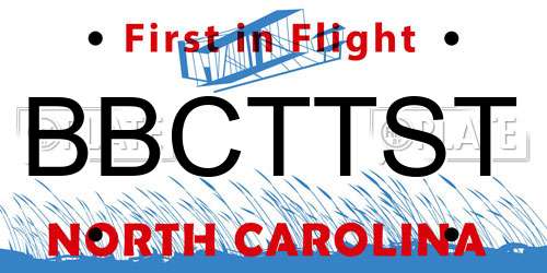 BBCTTST North Carolina License Plate