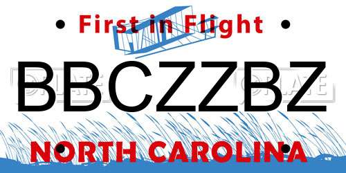 BBCZZBZ North Carolina License Plate