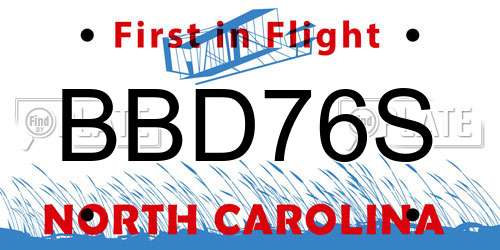 BBD76S North Carolina License Plate