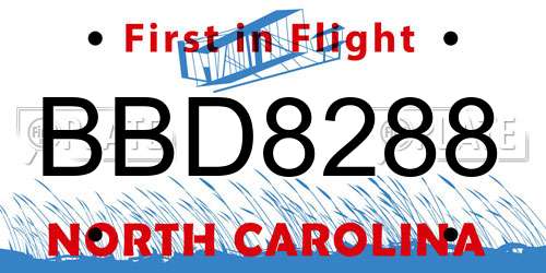 BBD8288 North Carolina License Plate