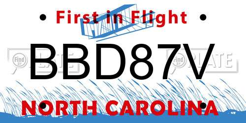 BBD87V North Carolina License Plate