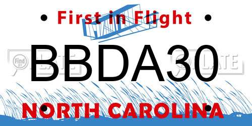 BBDA30 North Carolina License Plate