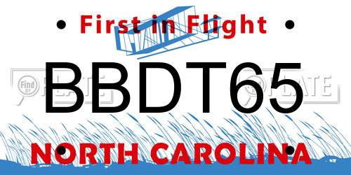 BBDT65 North Carolina License Plate