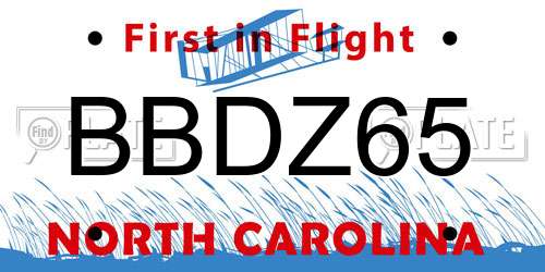 BBDZ65 North Carolina License Plate