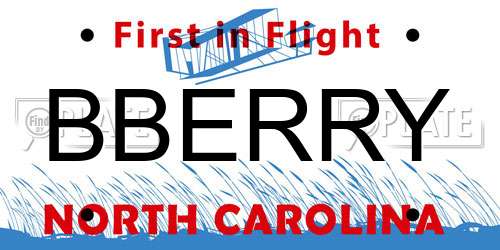 BBERRY North Carolina License Plate