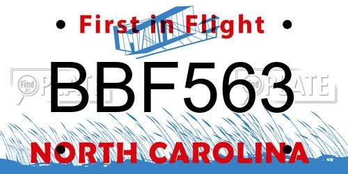 BBF563 North Carolina License Plate