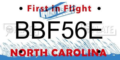 BBF56E North Carolina License Plate