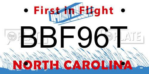 BBF96T North Carolina License Plate