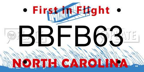 BBFB63 North Carolina License Plate