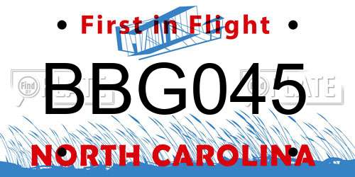 BBG045 North Carolina License Plate