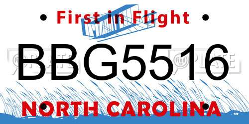 BBG5516 North Carolina License Plate