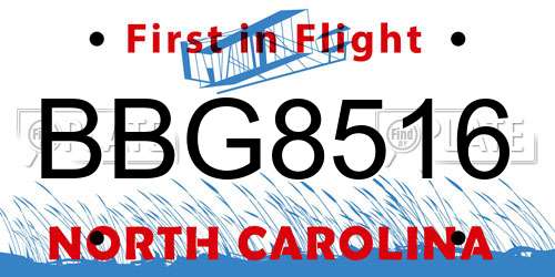 BBG8516 North Carolina License Plate