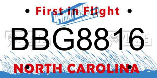 BBG8816 North Carolina License Plate
