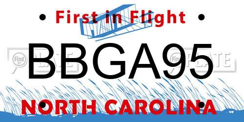 BBGA95 North Carolina License Plate