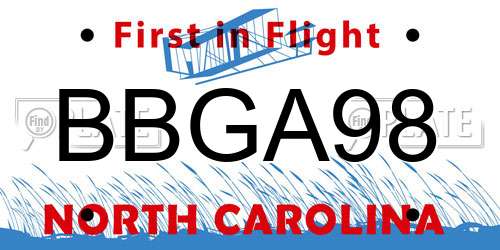 BBGA98 North Carolina License Plate