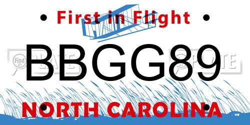 BBGG89 North Carolina License Plate