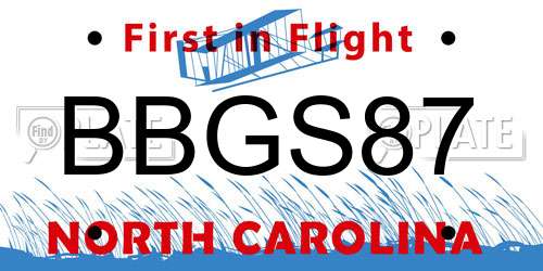BBGS87 North Carolina License Plate
