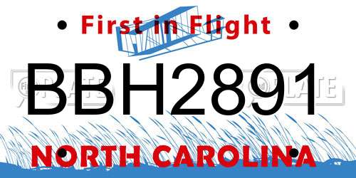 BBH2891 North Carolina License Plate