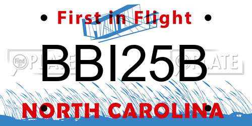 BBI25B North Carolina License Plate