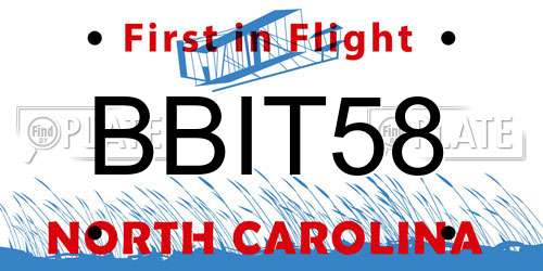 BBIT58 North Carolina License Plate