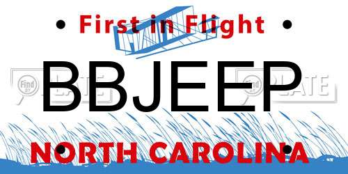 BBJEEP North Carolina License Plate