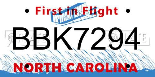 BBK7294 North Carolina License Plate