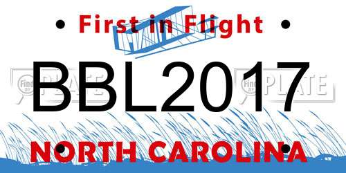 BBL2017 North Carolina License Plate