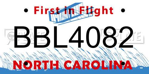 BBL4082 North Carolina License Plate