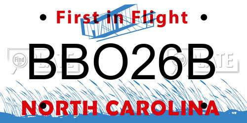 BBO26B North Carolina License Plate