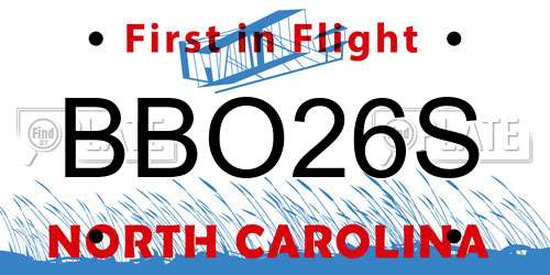 BBO26S North Carolina License Plate