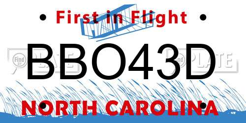 BBO43D North Carolina License Plate