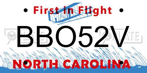BBO52V North Carolina License Plate