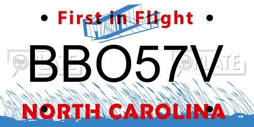 BBO57V North Carolina License Plate