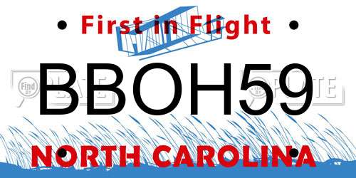 BBOH59 North Carolina License Plate