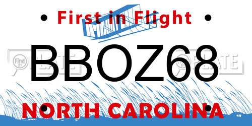BBOZ68 North Carolina License Plate