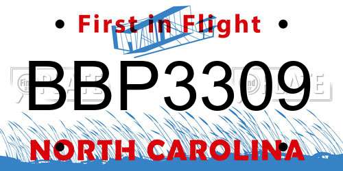BBP3309 North Carolina License Plate