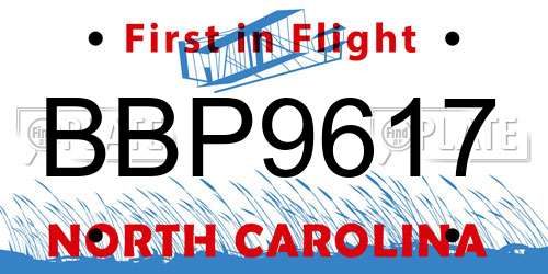 BBP9617 North Carolina License Plate