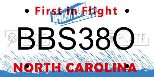BBS38O North Carolina License Plate