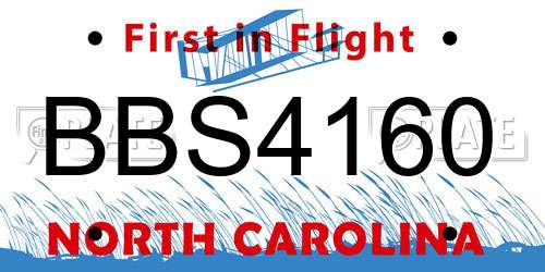 BBS4160 North Carolina License Plate