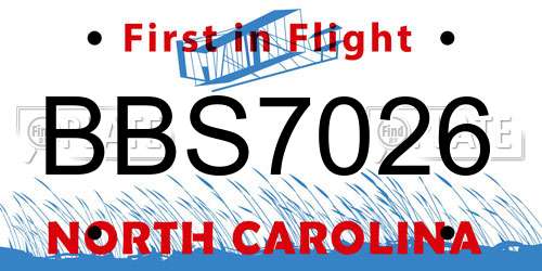 BBS7026 North Carolina License Plate