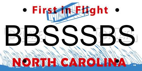 BBSSSBS North Carolina License Plate