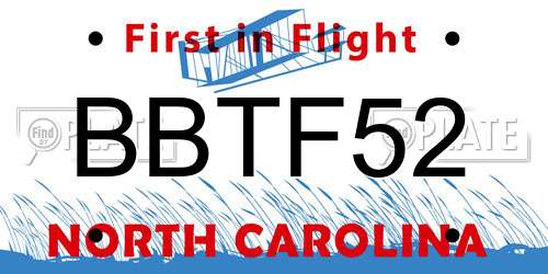 BBTF52 North Carolina License Plate