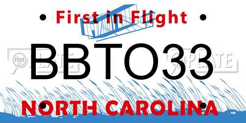 BBTO33 North Carolina License Plate