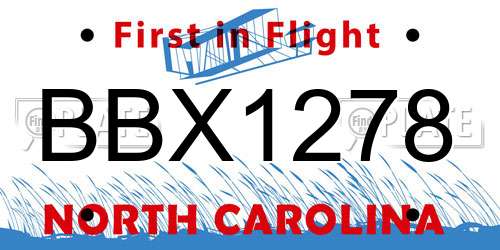 BBX1278 North Carolina License Plate