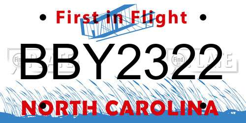 BBY2322 North Carolina License Plate